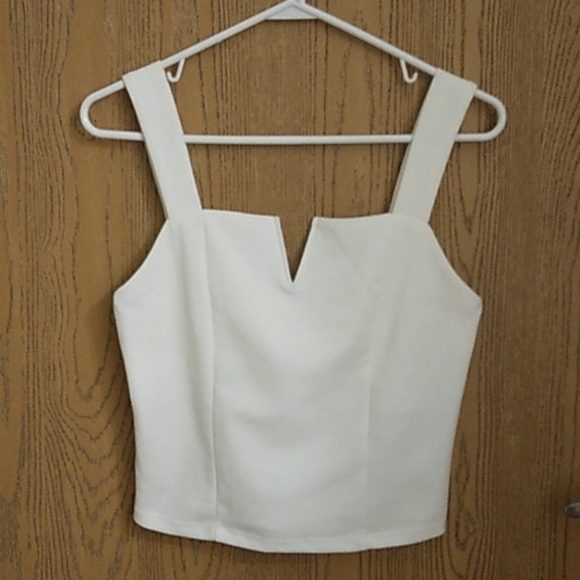 Moa Moa Tops - Moa Moa Cream Thick Strap Cropped Fitted Tank Top